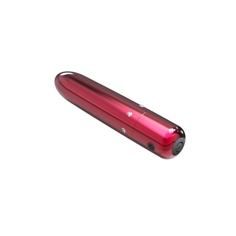 Pretty Point 4in Power Bullet Pink, a pink bullet vibrator with deep vibrations and crystal accents.