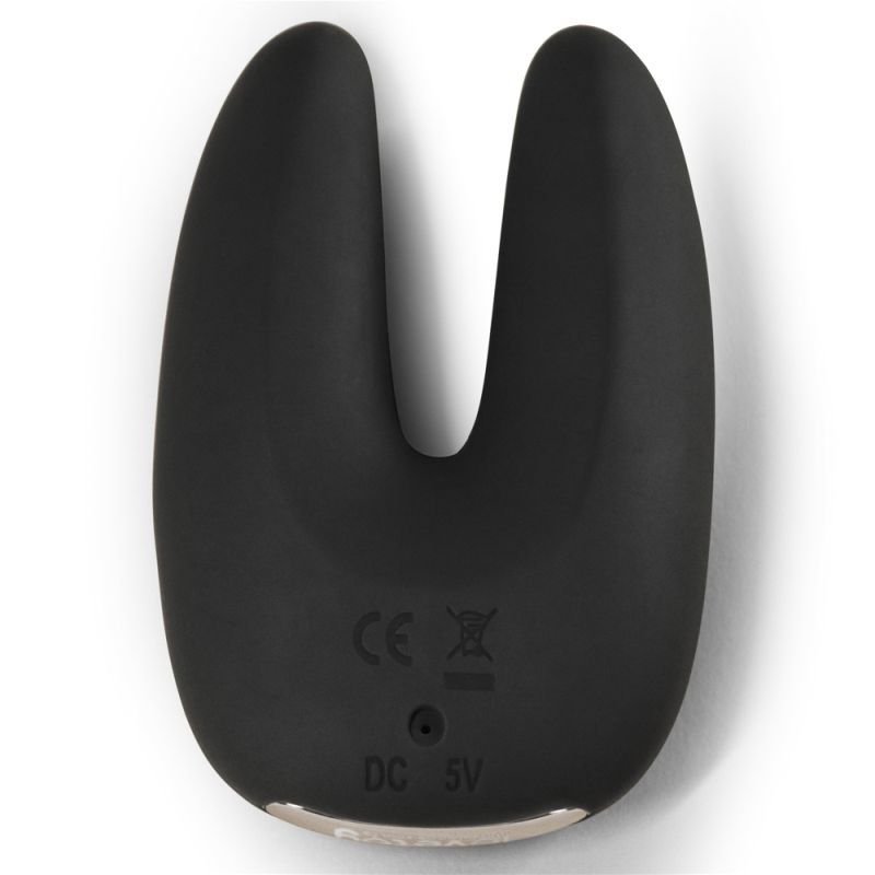 O Sensual Rapture Dual Motor Clit Massager Vibrator in sleek black design, body-safe and water-repellent.