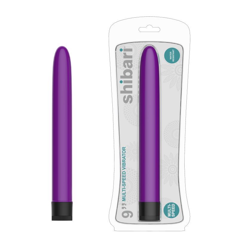 Shibari Multi-Speed Vibrator 9in Purple, a sleek purple multi-speed vibrator, waterproof and easy to clean.