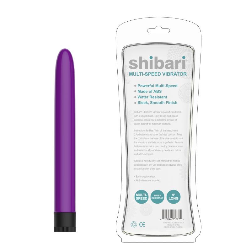 Shibari Multi-Speed Vibrator 9in Purple, a purple multi-speed vibrator, features powerful multi-speed and water resistance.