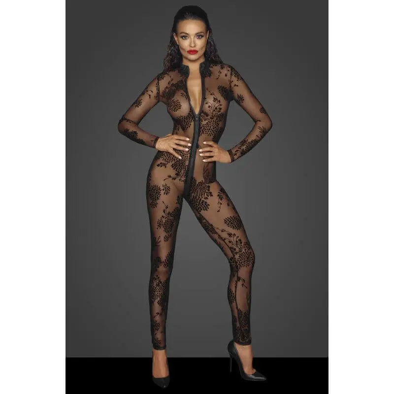 Long Tulle Overall w 3 Way Zipper Noir Discreet Intimate Essentials.