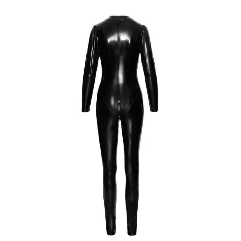 Long Button Up PVC Overall Noir Discreet Intimate Essentials.