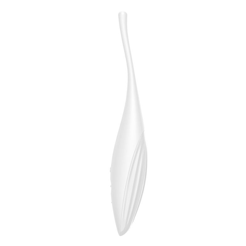 Satisfyer Twirling Joy Tip Stimulator White with a sleek, ergonomic design for targeted stimulation.