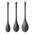Satisfyer Yoni Power Balls 2 Black 3 Pc Set, body-friendly silicone pelvic floor training balls.