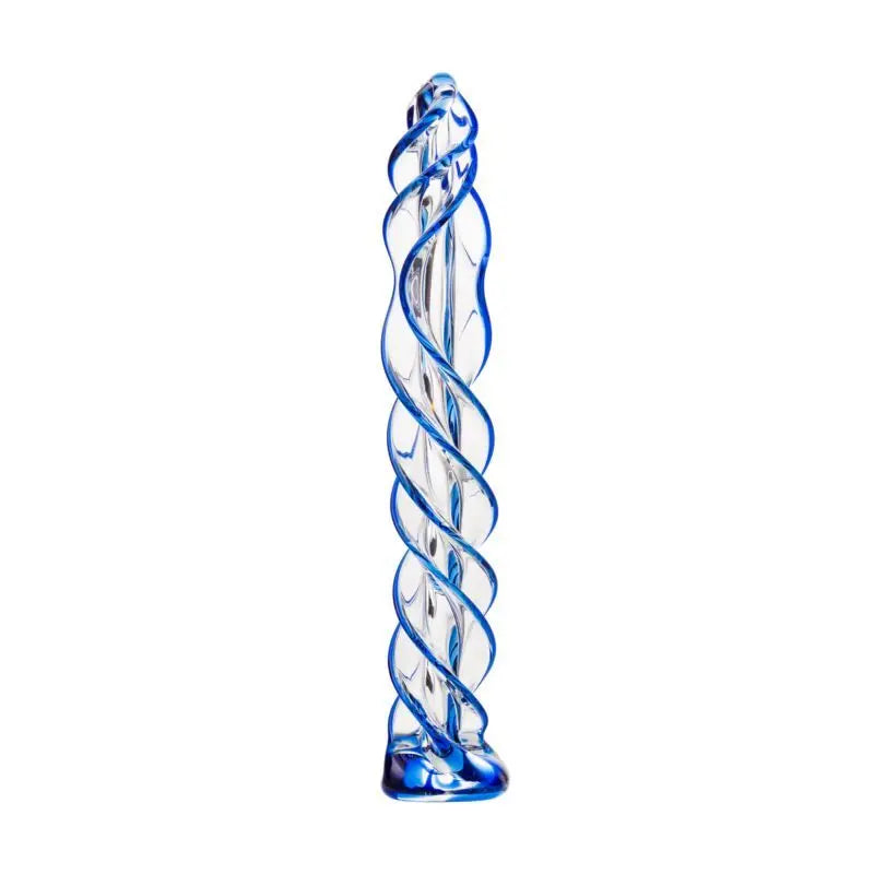 Sexus Glass Dildo Blue Helix 18.7cm Sexus Glass Discreet Intimate Essentials.