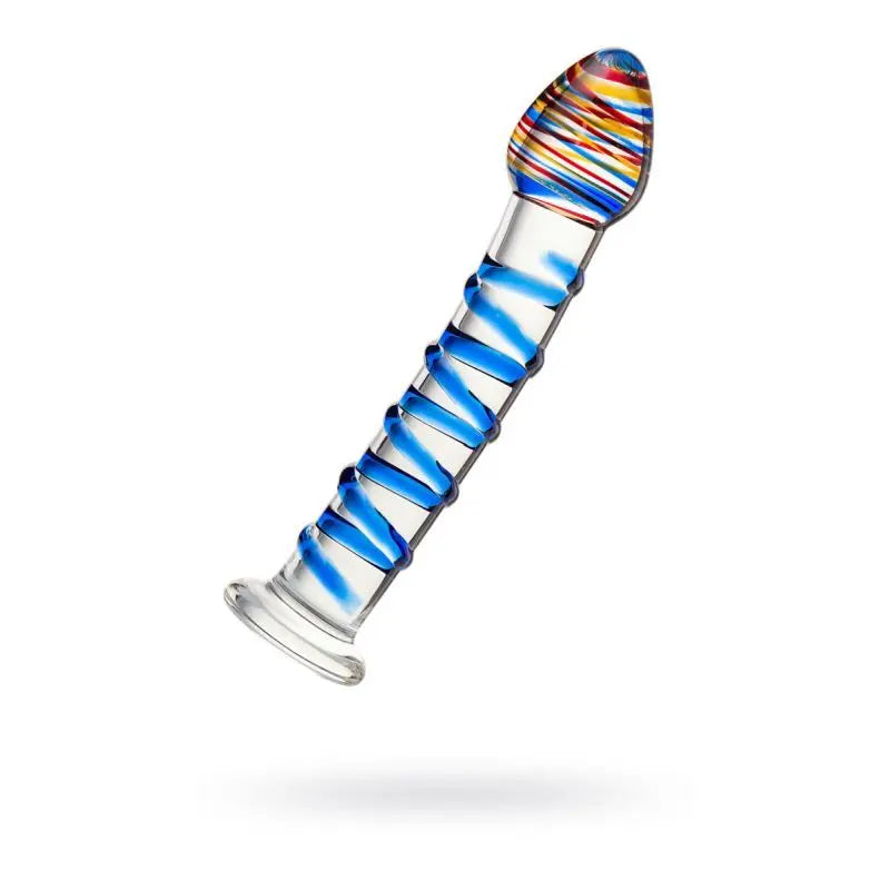 Sexus Glass Dildo Blue Swirls 18cm Sexus Glass Discreet Intimate Essentials.