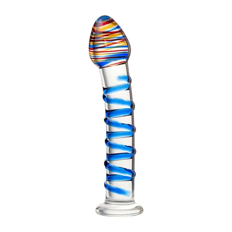 Sexus Glass Dildo Blue Swirls 18cm Sexus Glass Discreet Intimate Essentials.