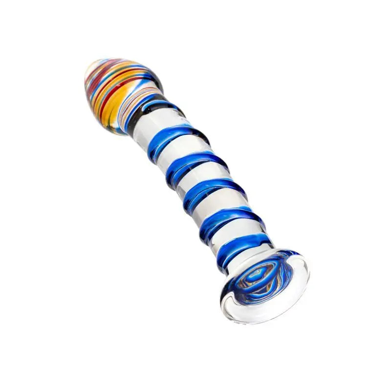 Sexus Glass Dildo Blue Swirls 18cm Sexus Glass Discreet Intimate Essentials.