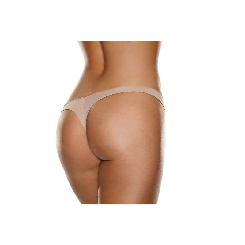 Invisible Thong Black on a model showcasing a seamless look for discreet wear under clothing.