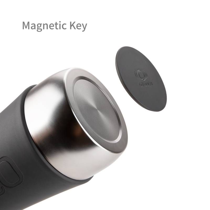 Inscup 2 Contracting Vibrating USB Masturbator showing the patented magnetic key feature for enhanced usage.