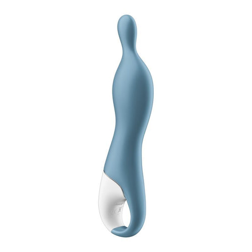 A-mazing 1 Vibrator Blue designed for A-spot stimulation vibrator with a smooth surface and ergonomic ring handle.