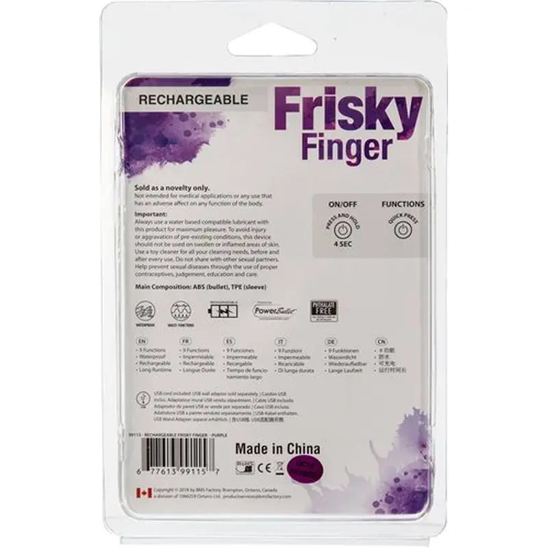 Frisky Finger Rechargeable Purple PowerBullet Discreet Intimate Essentials.