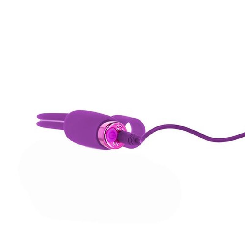 Power Bullet Teasing Tongue rechargeable teasing tongue vibrator with pink details and charging cord.