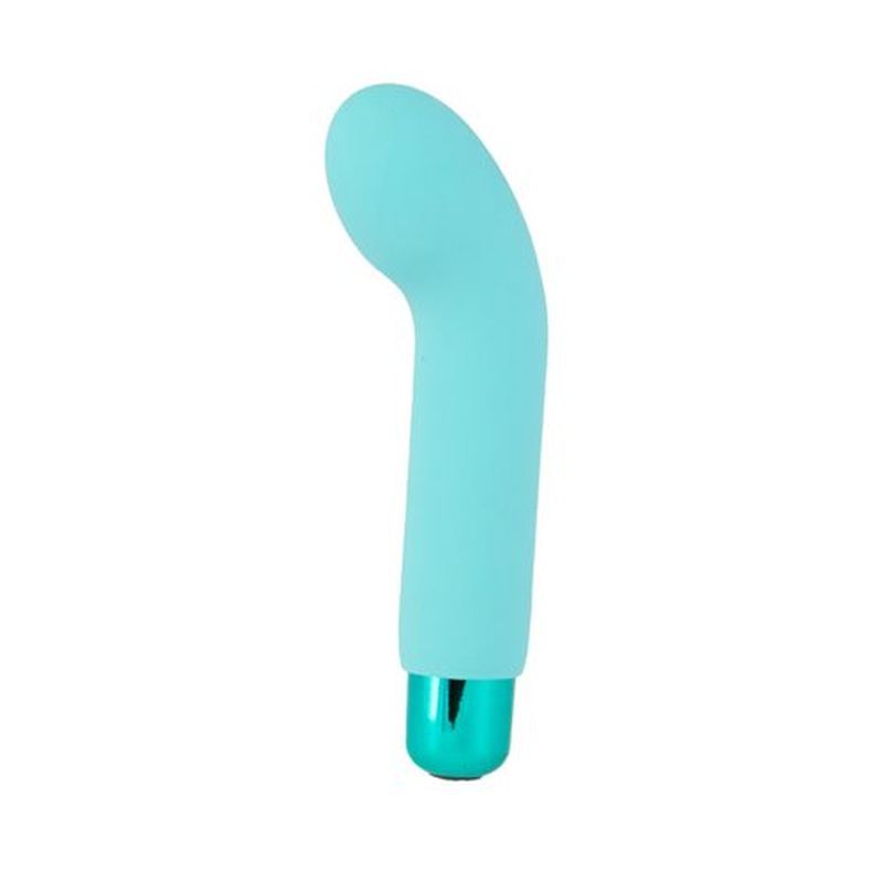 G-spot vibrator teal with a sleek design, ideal for compact pleasure and customizable vibration settings.