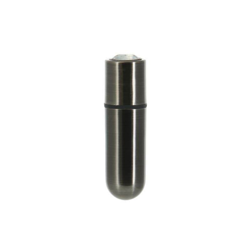 Power Bullet 6cm rechargeable crystal bullet vibrator in gun metal finish with crystal button.