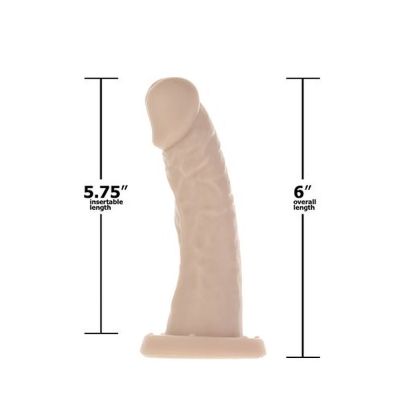 Edward 6 inch realistic dildo with slight curve and muscular shape, showcasing its 6 inch length and 5.75 insertable length.