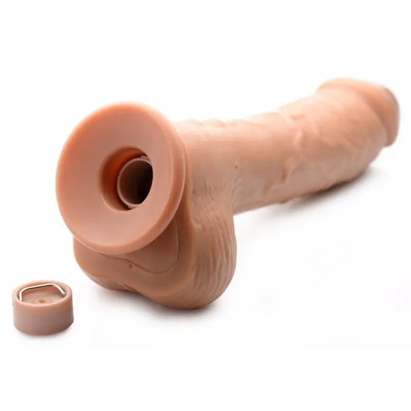 8.5in Dual Density Squirting Dildo Medium Skin Tone w Remote Loadz Discreet Intimate Essentials.