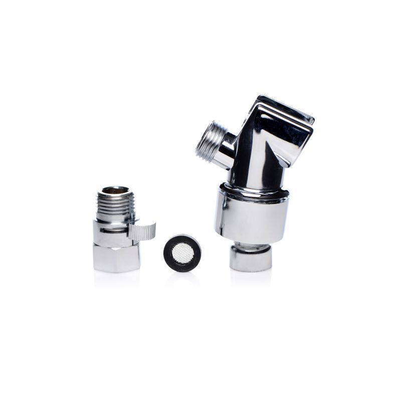 Discreet Shower Enema Set components including chrome fittings for easy installation.