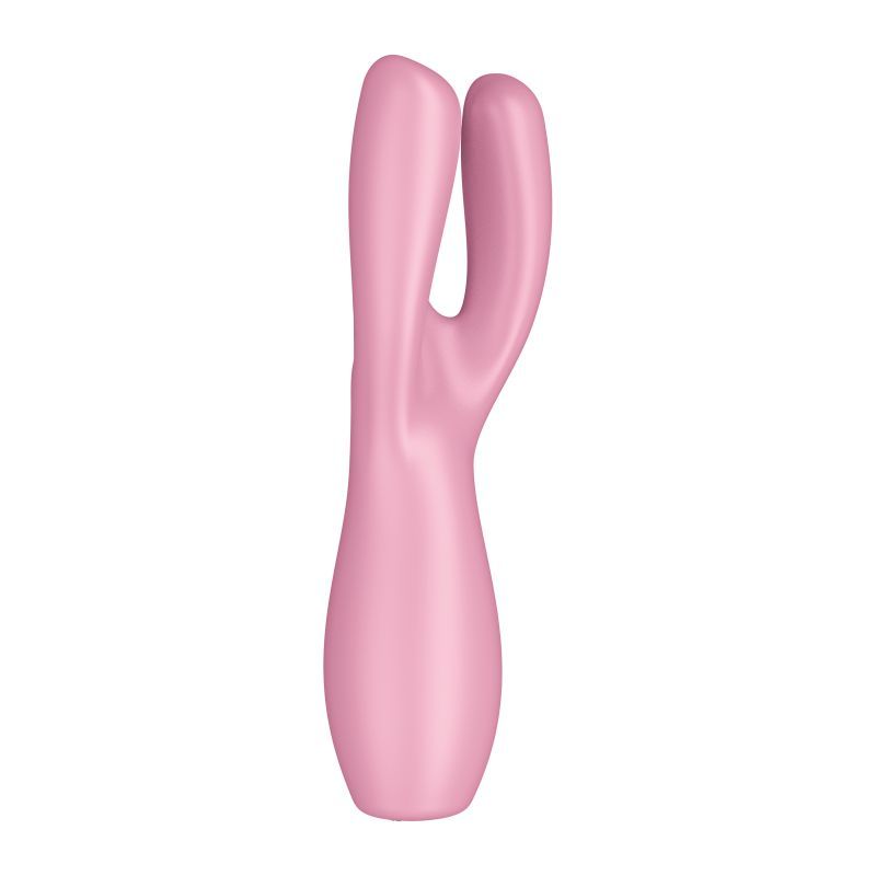 Satisfyer Threesome 3 lay-on vibrator for clitoral stimulation in pink, featuring flexible arms for targeted pleasure.