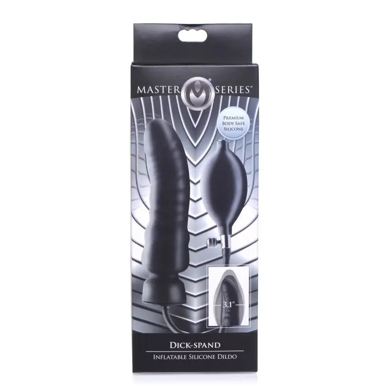 Dick Spand Inflatable Silicone Dildo Black Master Series Discreet Intimate Essentials.
