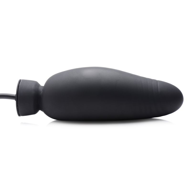 Dick Spand Inflatable Silicone Dildo Black side view, showcasing its smooth surface and ergonomic design for enhanced pleasure.