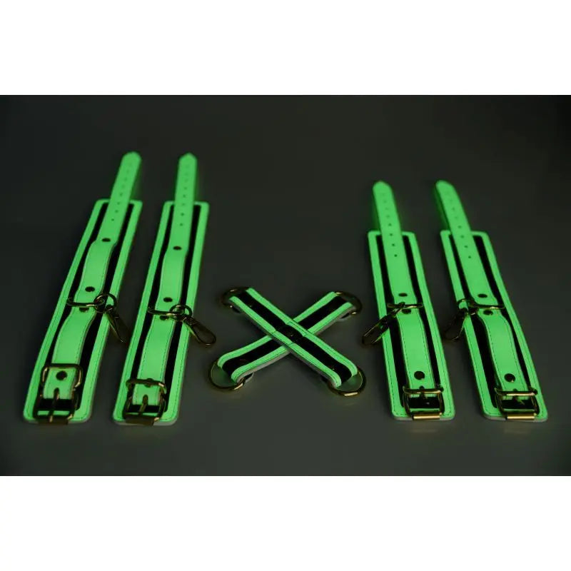 Kink In the Dark Glowing Hog Tie Set Fluro Green Master Series Discreet Intimate Essentials.