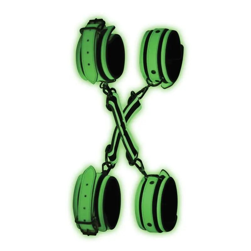 Kink In the Dark Glowing Hog Tie Set Fluro Green Master Series Discreet Intimate Essentials.