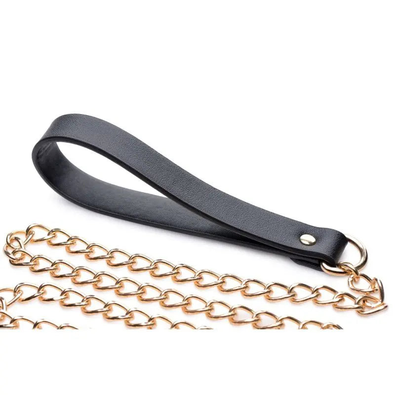 Leashed Lover Black/Gold Chain Leash Master Series Discreet Intimate Essentials.