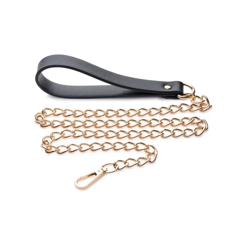 Leashed Lover Black/Gold Chain Leash Master Series Discreet Intimate Essentials.