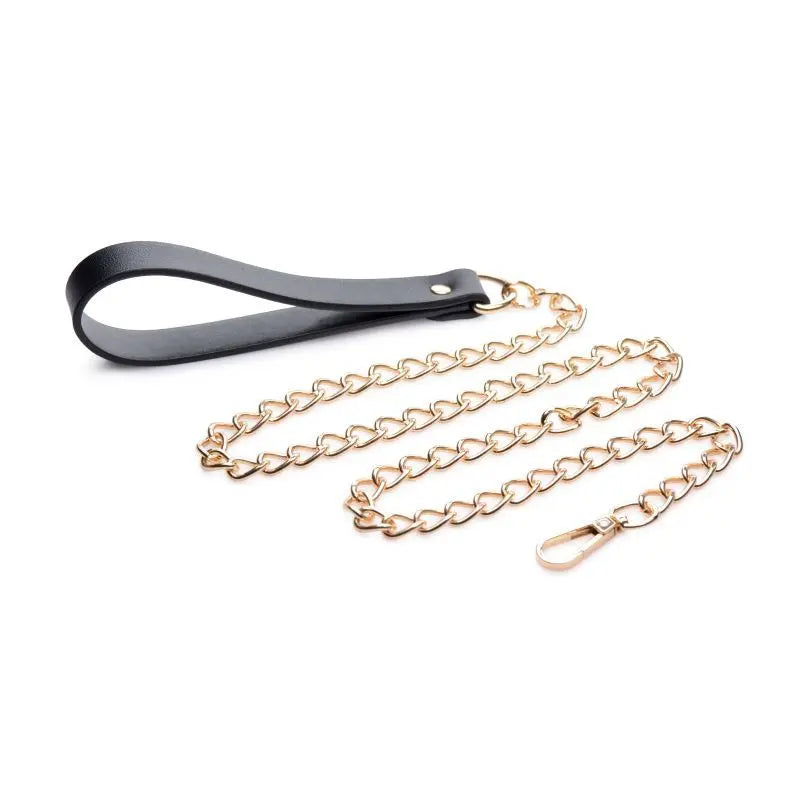 Leashed Lover Black/Gold Chain Leash Master Series Discreet Intimate Essentials.