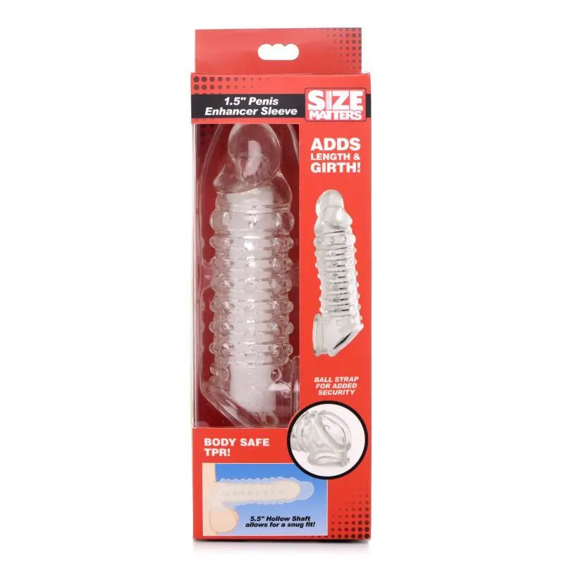 Penis Enhancer Sleeve 1.5in Clear Size Matters Discreet Intimate Essentials.