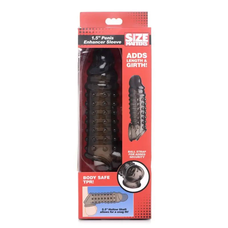 Affordable quality Penis Enhancer Sleeve 1.5in Smoke  from Size Matters by Discreet Intimate Essentials with Discreet Delivery 
