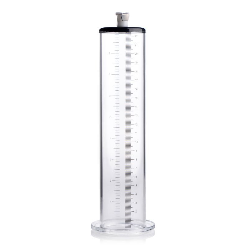Penis pump kit with 2" cylinder featuring measurement markings for progress tracking.