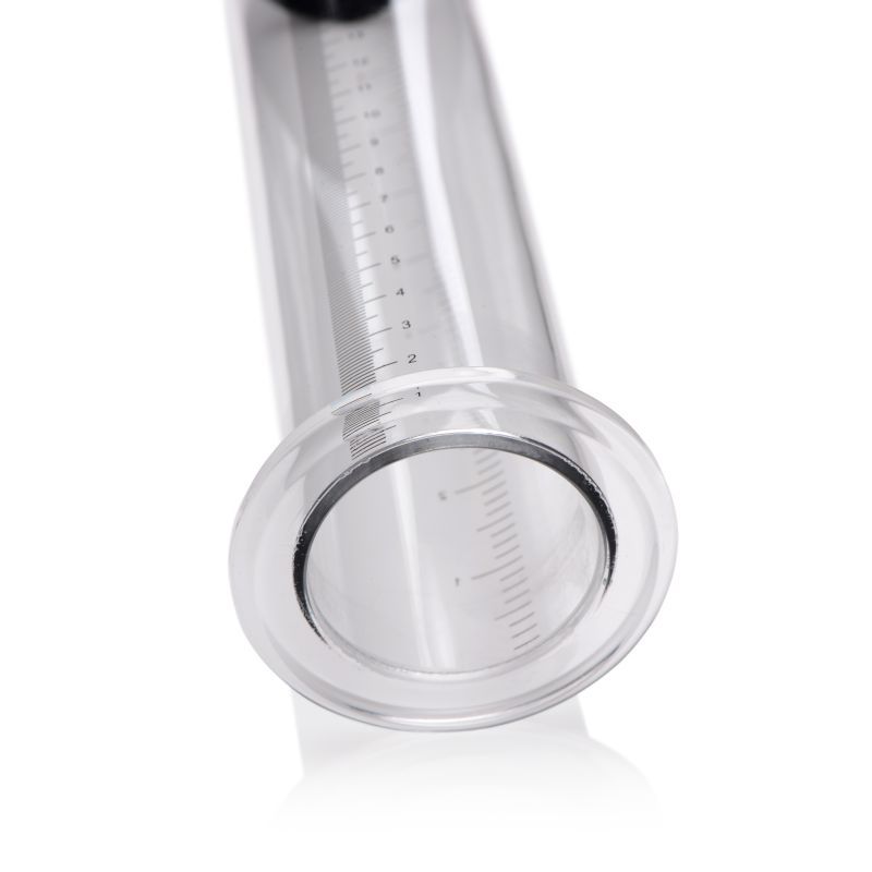 Penis pump kit with cylinder featuring a transparent 9 inch cylinder and measurement markings for tracking progress.