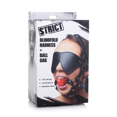 Blindfold Harness w Ball Gag Strict Discreet Intimate Essentials.