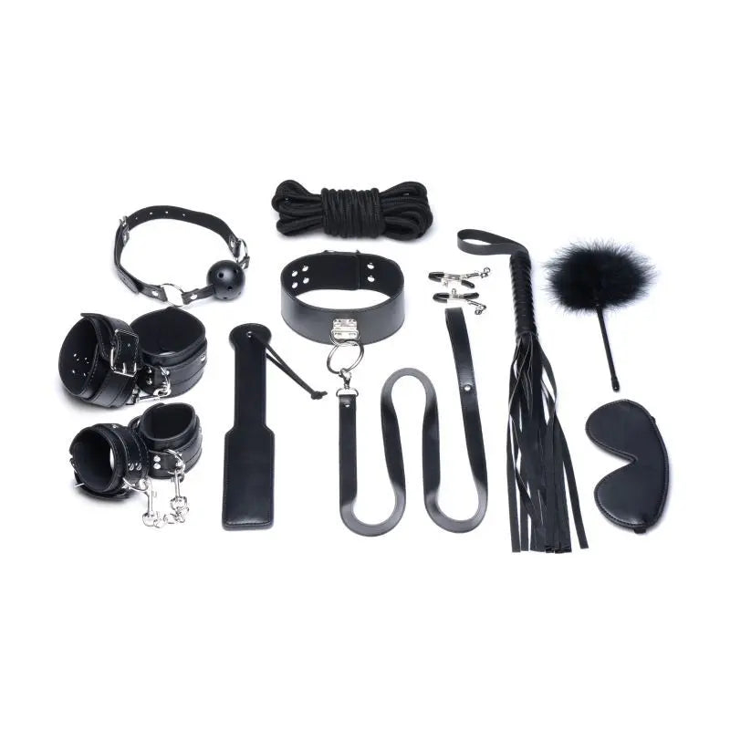 Deluxe 10 Pc Bondage Set Black Strict Discreet Intimate Essentials.