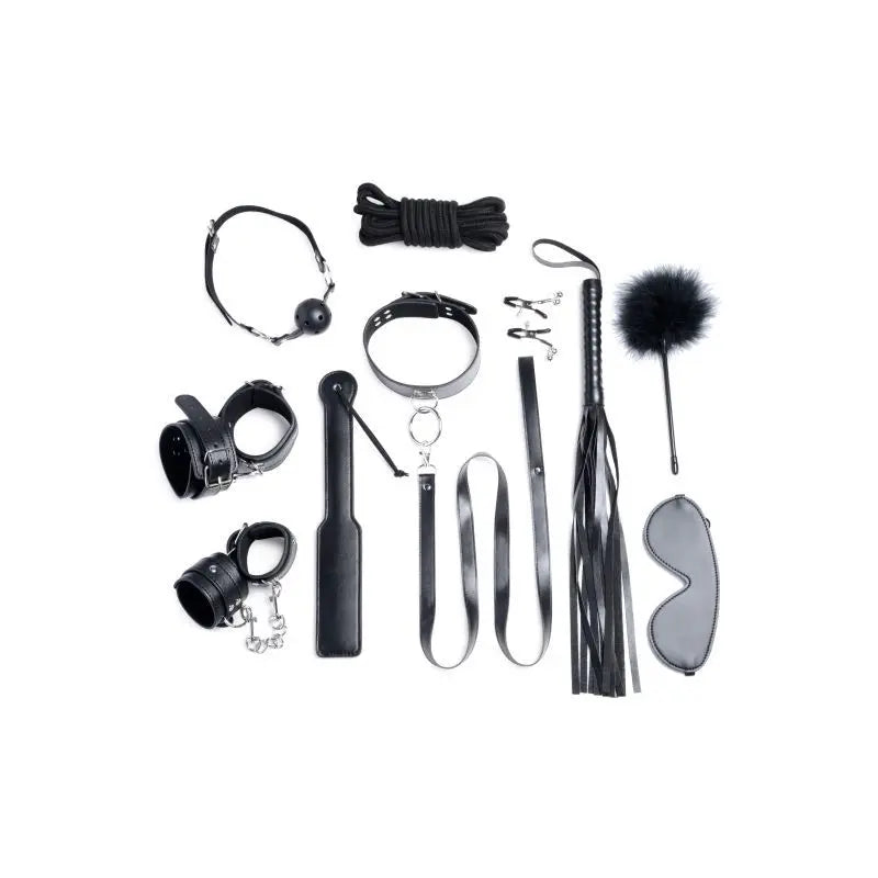Deluxe 10 Pc Bondage Set Black Strict Discreet Intimate Essentials.
