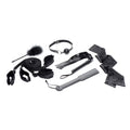 Bed Restraint Bondage Kit Black with restraints, paddle, flogger, tickler, and gag for BDSM play.
