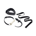 Puppy Play Set incl Gag, Plug and Collar Black features silicone gag, flexible tail plug, and adjustable collar for puppy play.