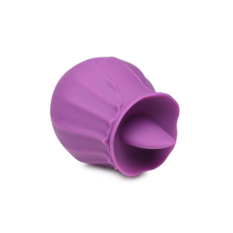 Violet-shaped Bloomgasm Silicone Licking Clit Stimulator, an innovative silicone clit stimulator for enhanced pleasure.