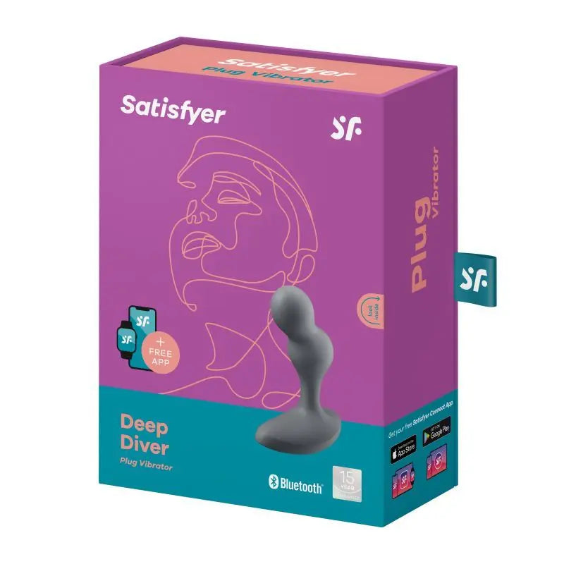 Satisfyer Deep Diver Vibrating Connect App Anal Plug Grey Satisfyer Discreet Intimate Essentials.