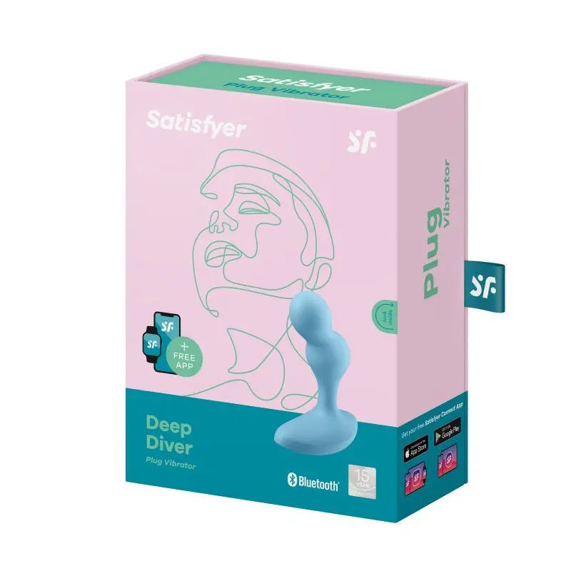 Satisfyer Deep Diver Vibrating Connect App Anal Plug Blue Satisfyer Discreet Intimate Essentials.