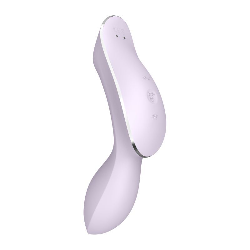 Satisfyer Curvy Trinity 2 insertable air pulse vibrator in violet, featuring 3 motors and air pulse stimulation.