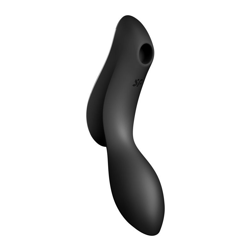 Satisfyer Curvy Trinity 2 Insertable Air Pulse Vibrator Black on display, showcasing its sleek design and features.