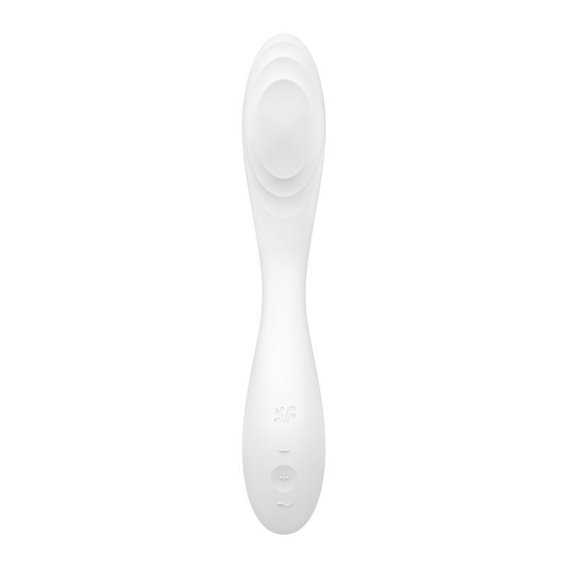 Satisfyer Rrrolling Pleasure G-Spot Vibrator White, a G-spot vibrator with rolling ball for stimulating sensations.