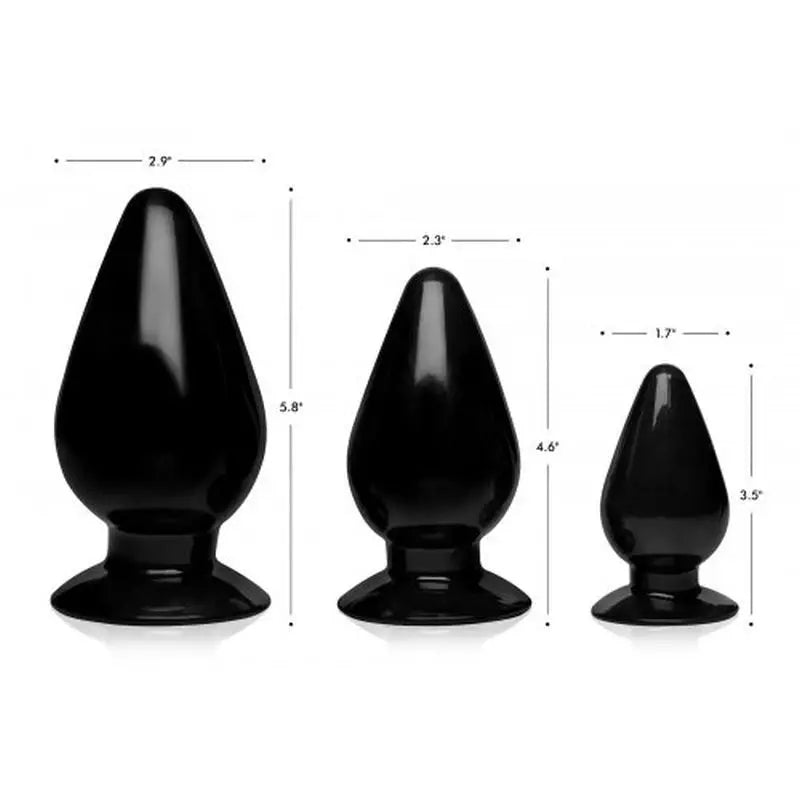 Triple Cones 3 Pc Anal Plug Set Black Master Series Discreet Intimate Essentials.