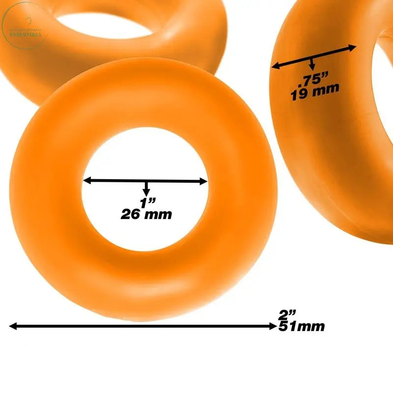 Affordable quality Fat Willy 3 Pc Jumbo Cockrings Orange  from OxBalls by Discreet Intimate Essentials with Discreet Delivery 