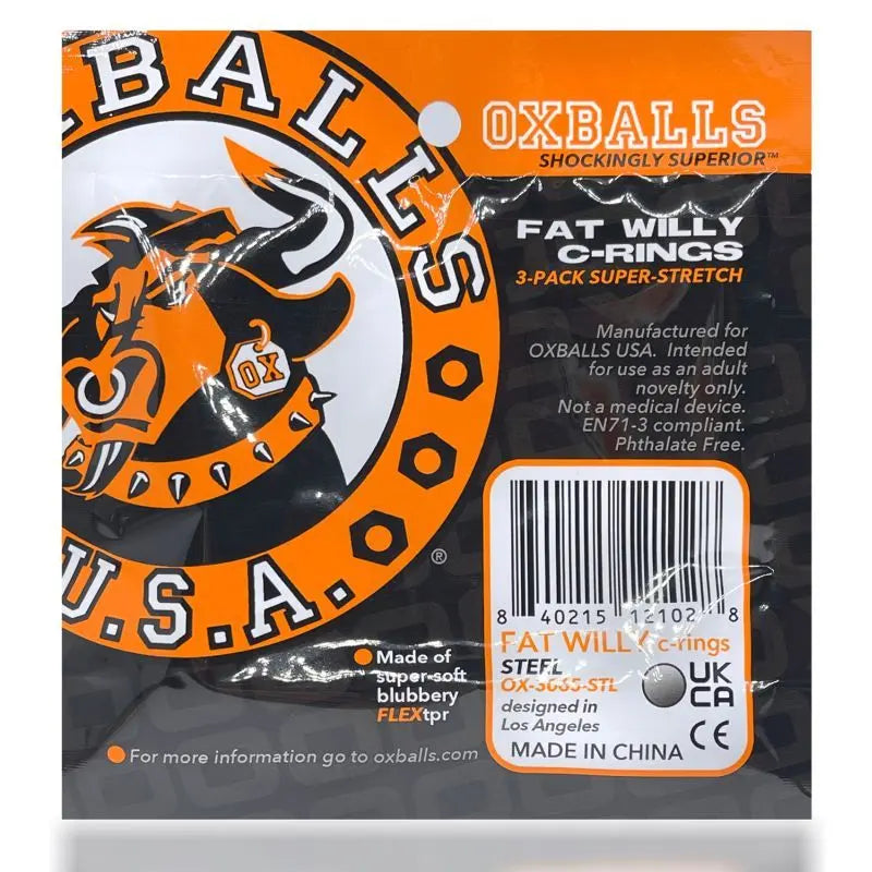 Affordable quality Fat Willy 3 Pc Jumbo Cockrings Orange  from OxBalls by Discreet Intimate Essentials with Discreet Delivery 