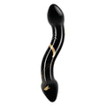 Secret Kisses Handblown Double Ended Dildo 7.5in with elegant black and gold design for intimate essentials.