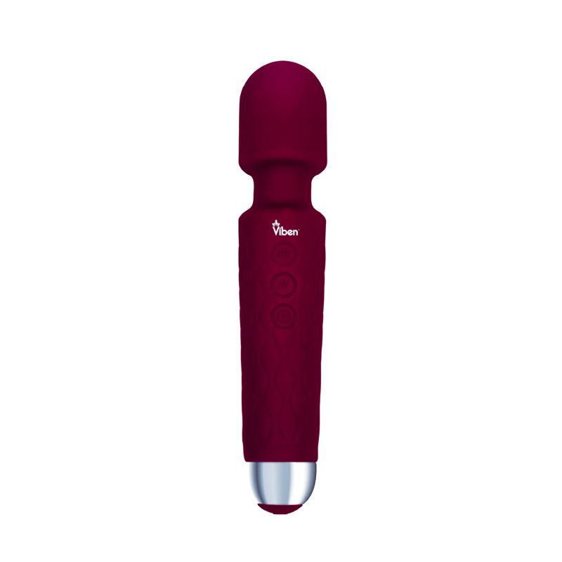 Viben Tempest rechargeable wand massager in ruby color, made of premium silicone, waterproof and USB rechargeable.